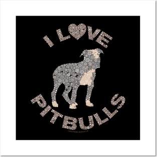 I LOVE PITBULLS Dog Lover Circle Design Posters and Art